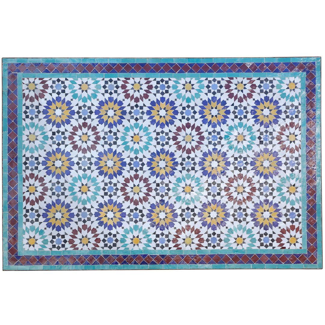 Table de jardin table à manger 120x80 cm avec mosaïque faite main en carreaux de zellige multicolores
