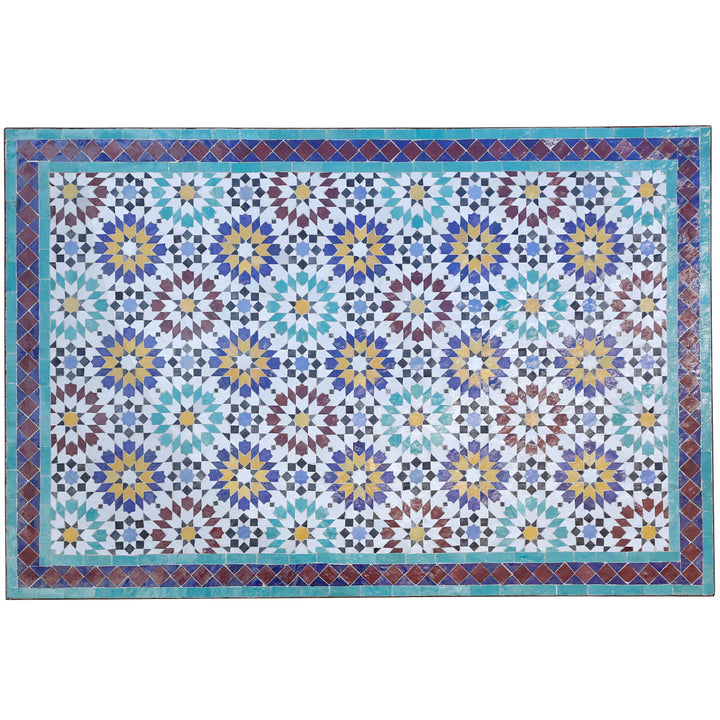Tuintafel eettafel 120x80 cm met handgemaakt mozaïek van zellige tegels in veelkleurig