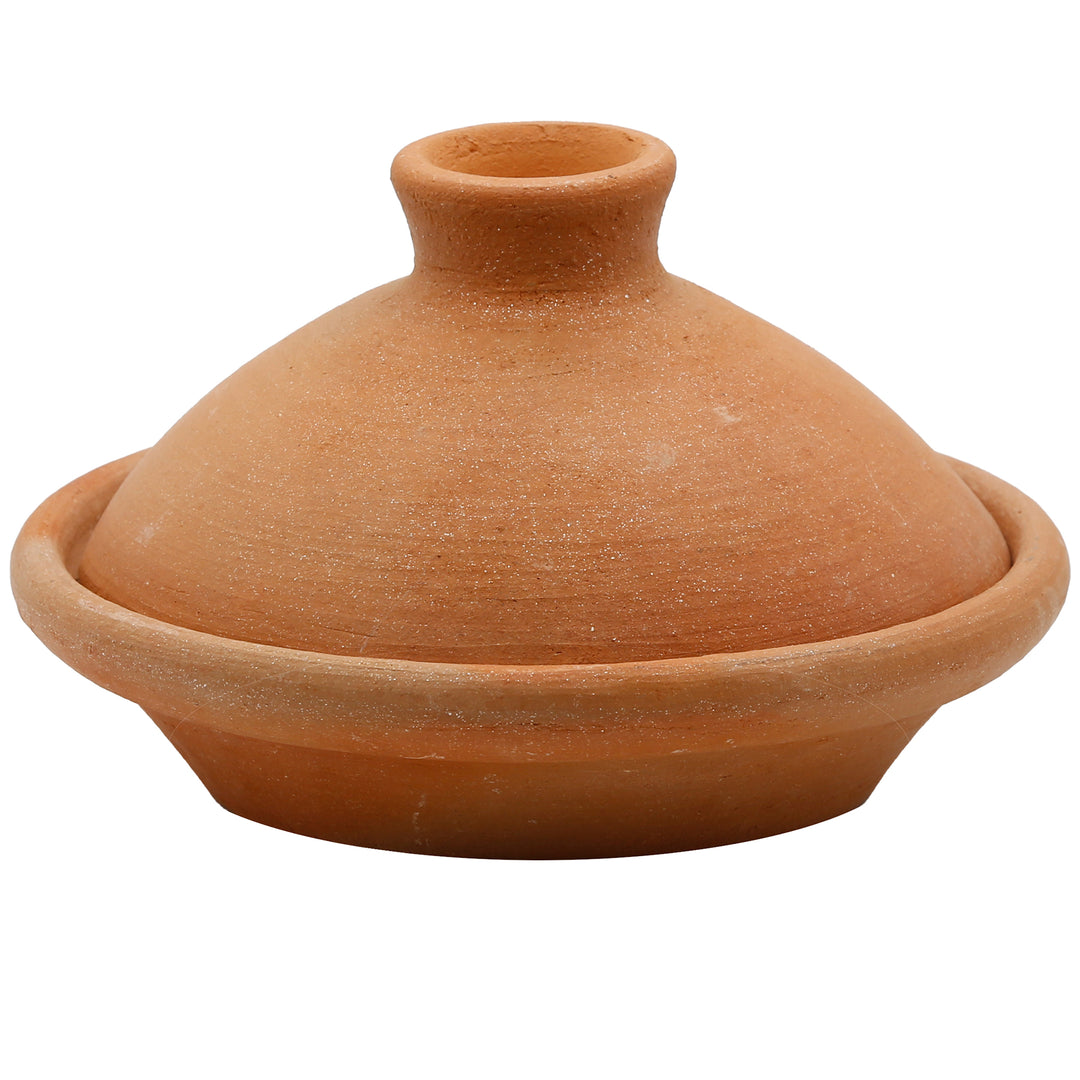 Klein Tajine uit Marokko 20 cm, naturel en ongeglazuurd van traditionele klei