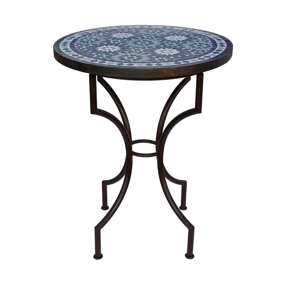 Handgefertigte Mosaikplatte aus Marokko – Farbkombination Blau, Weiß, Türkis