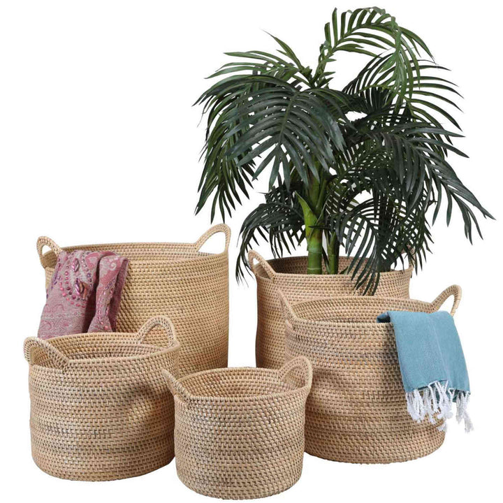 Panier en rotin Elie Nature avec poignée