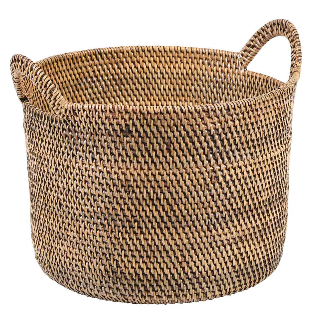 Panier en rotin Elie marron avec poignée