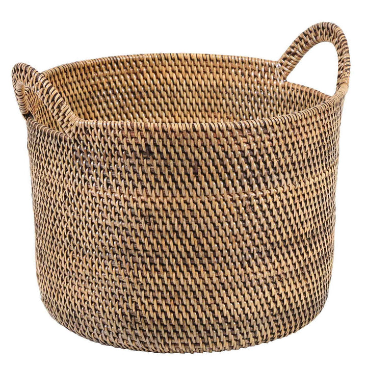 Panier en rotin Elie marron avec poignée