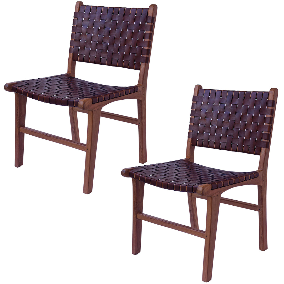 Chaise de salle à manger en cuir marron