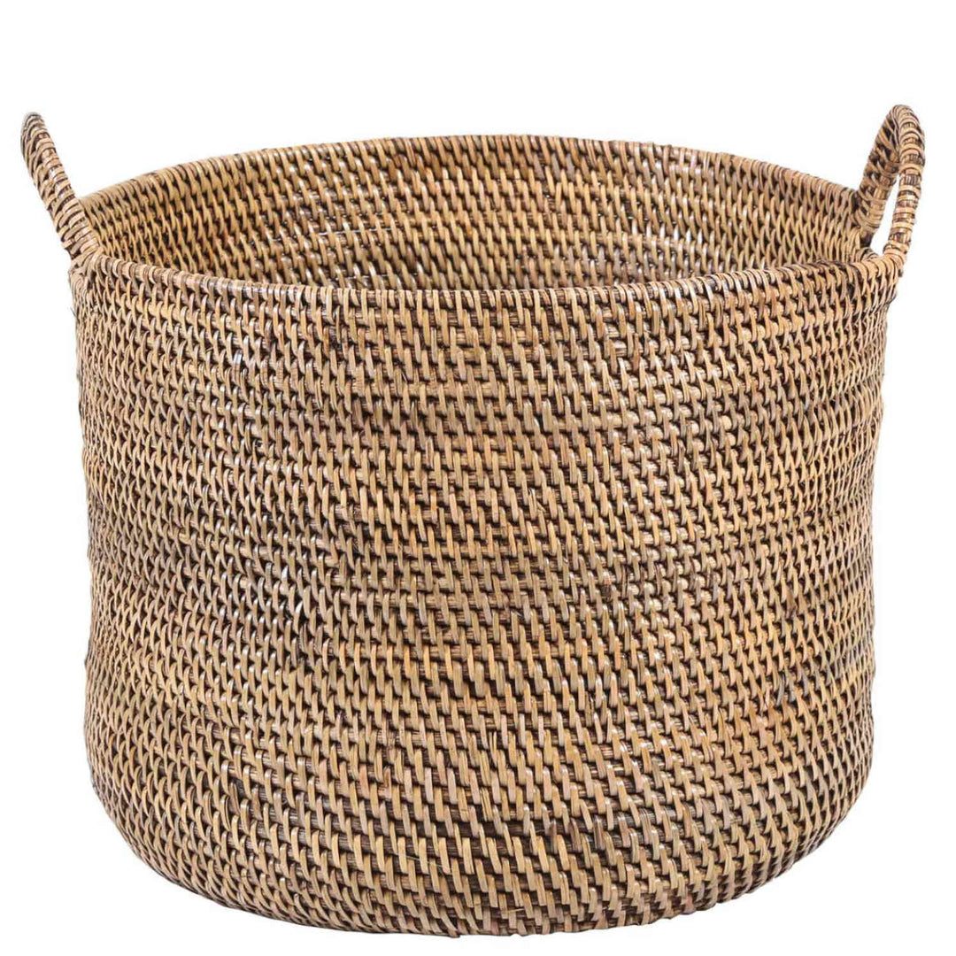 Panier en rotin Elie marron avec poignée