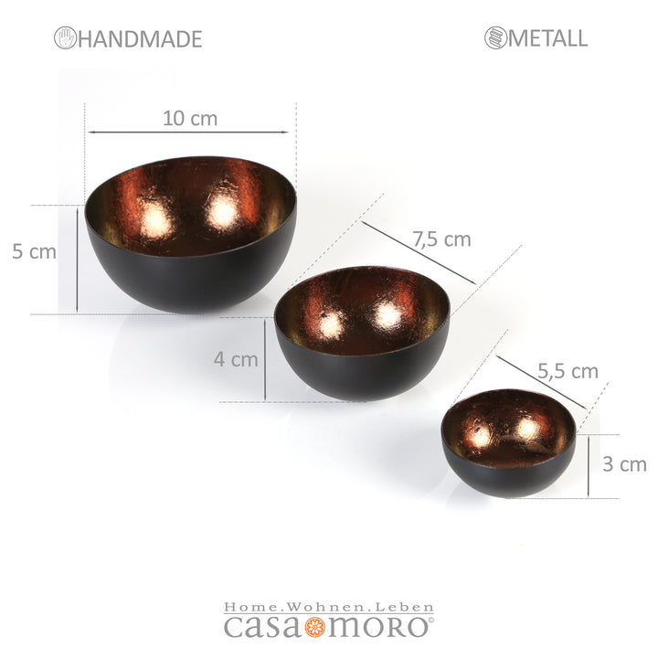 Set van 3 theelichthouders Meo bruin