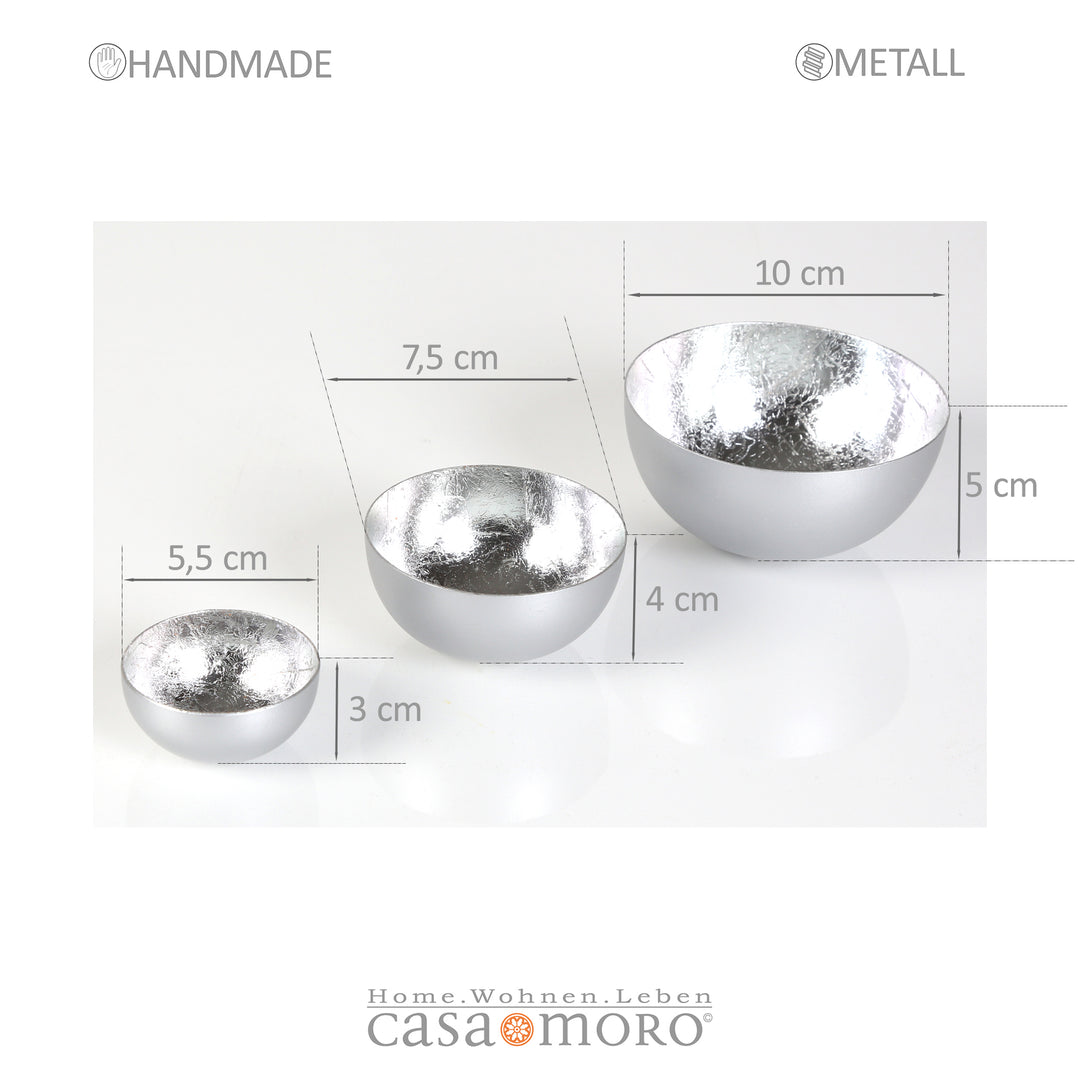 Set van 3 theelichthouders Meo zilver