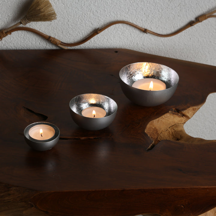 Set van 3 theelichthouders Meo zilver