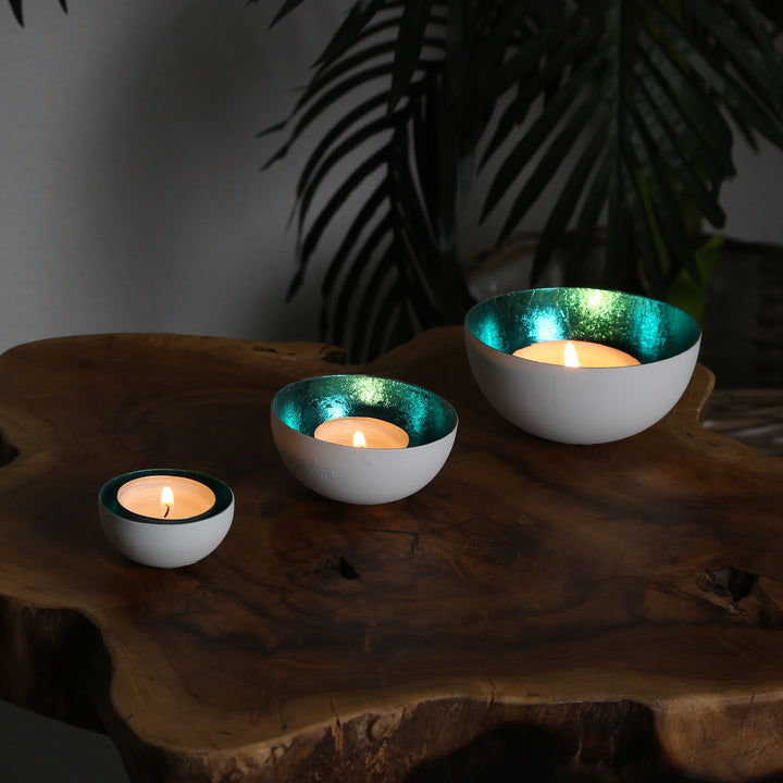 Set van 3 theelichthouders Meo Turquoise