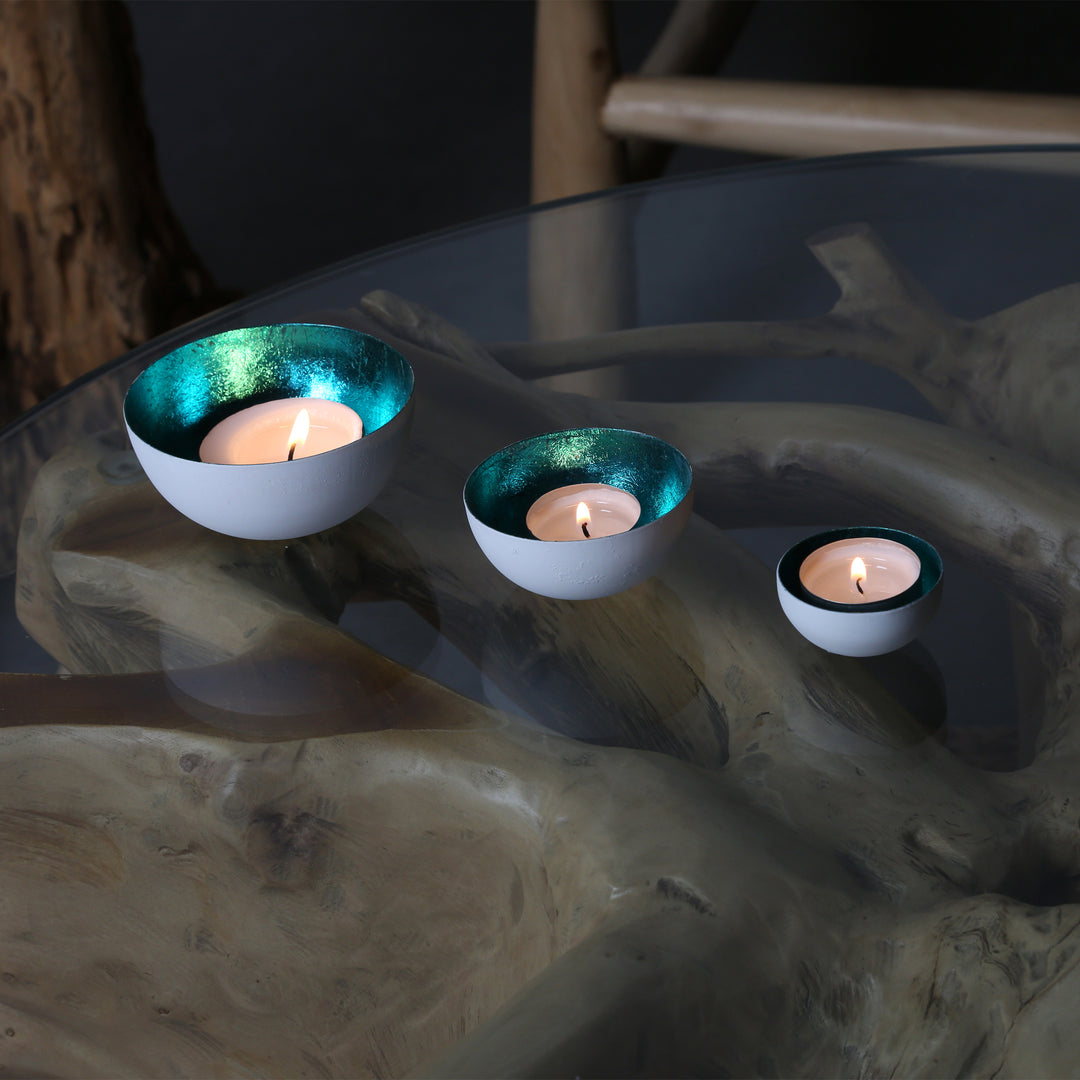 Set van 3 theelichthouders Meo Turquoise