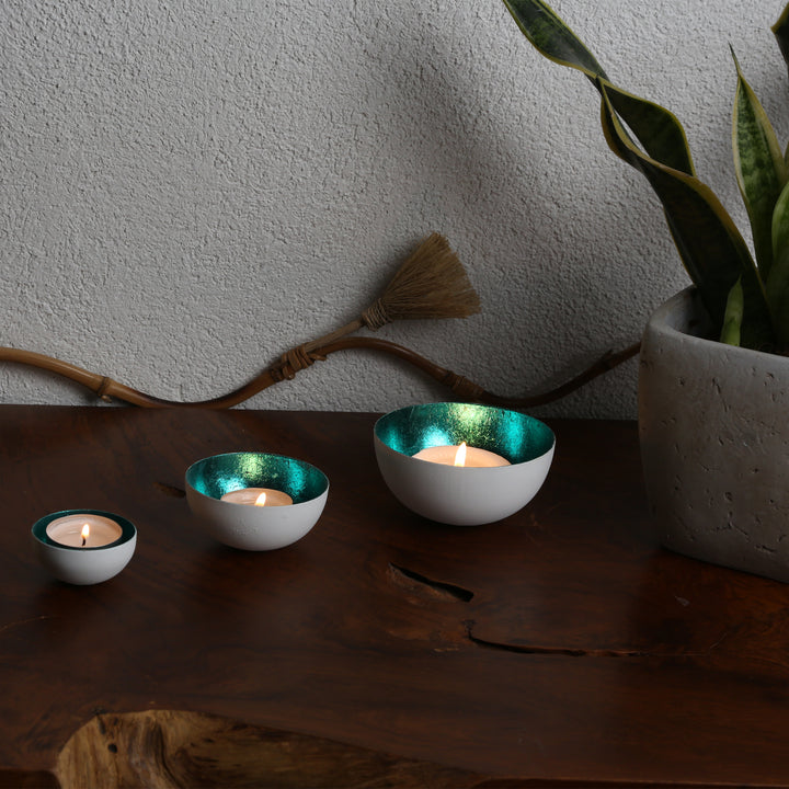 Set van 3 theelichthouders Meo Turquoise