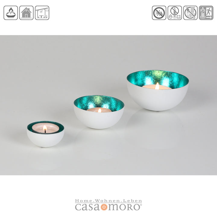 Set van 3 theelichthouders Meo Turquoise