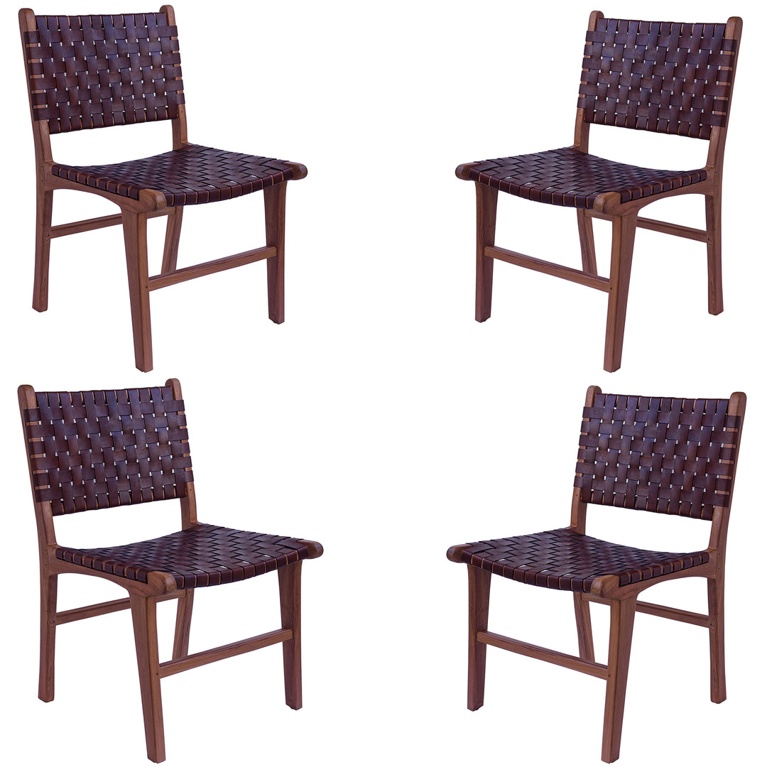 Chaise de salle à manger en cuir marron