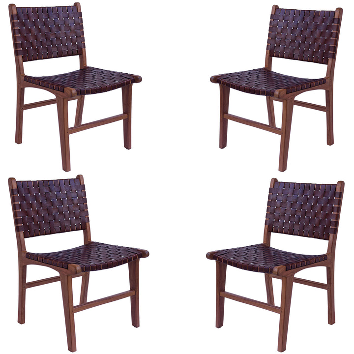 Chaise de salle à manger en cuir marron