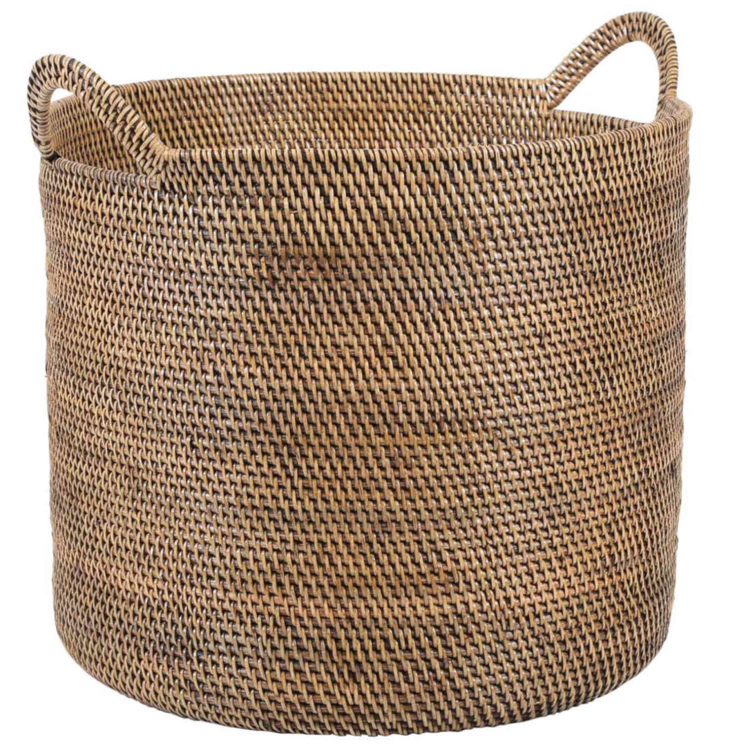 Panier en rotin Elie marron avec poignée