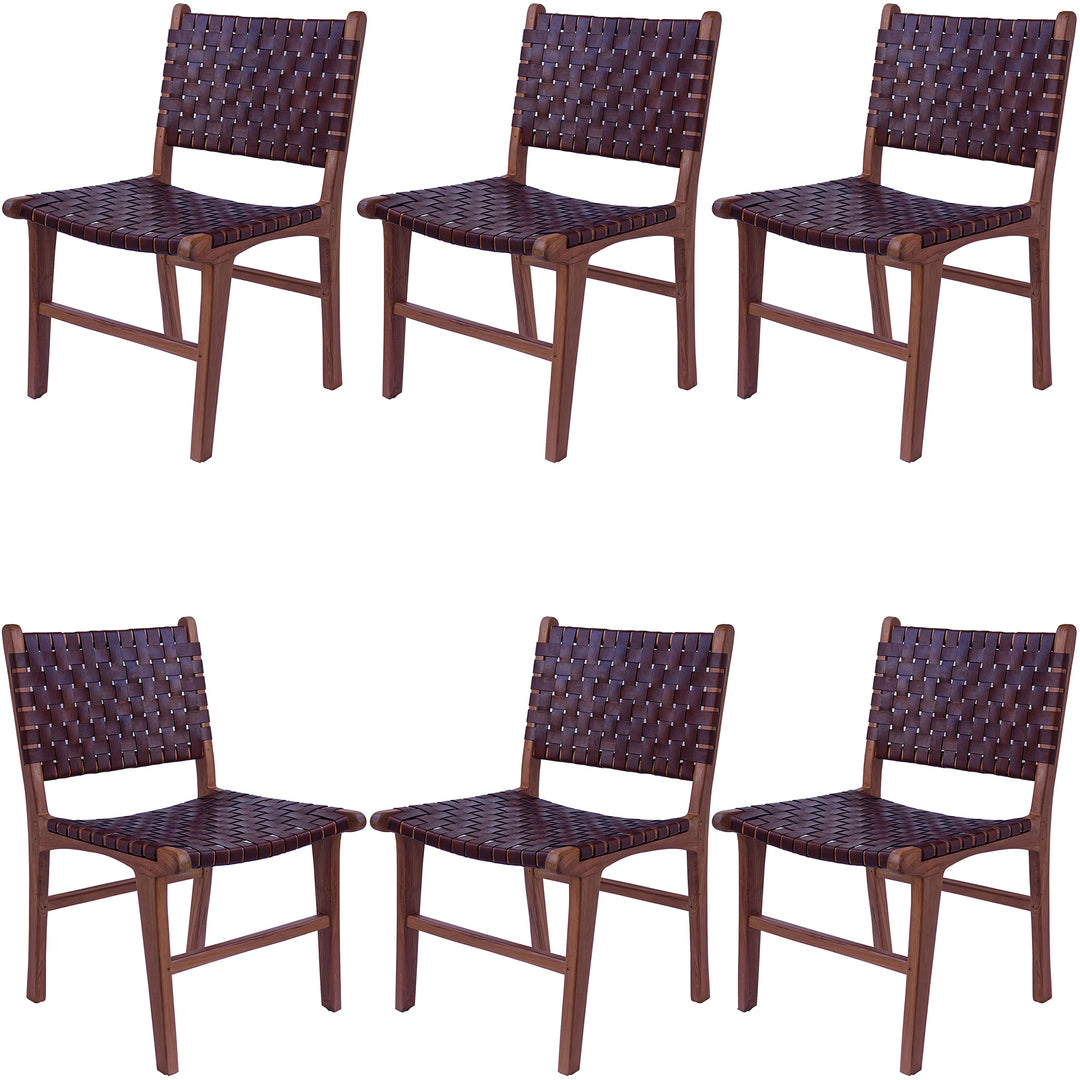 Chaise de salle à manger en cuir marron