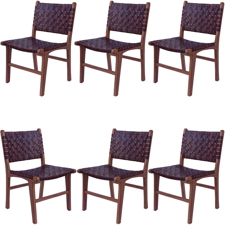 Chaise de salle à manger en cuir marron