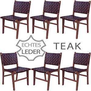 Chaise de salle à manger en cuir marron