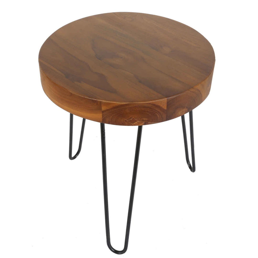 Teak bijzettafel Ella met haarspeldpoten