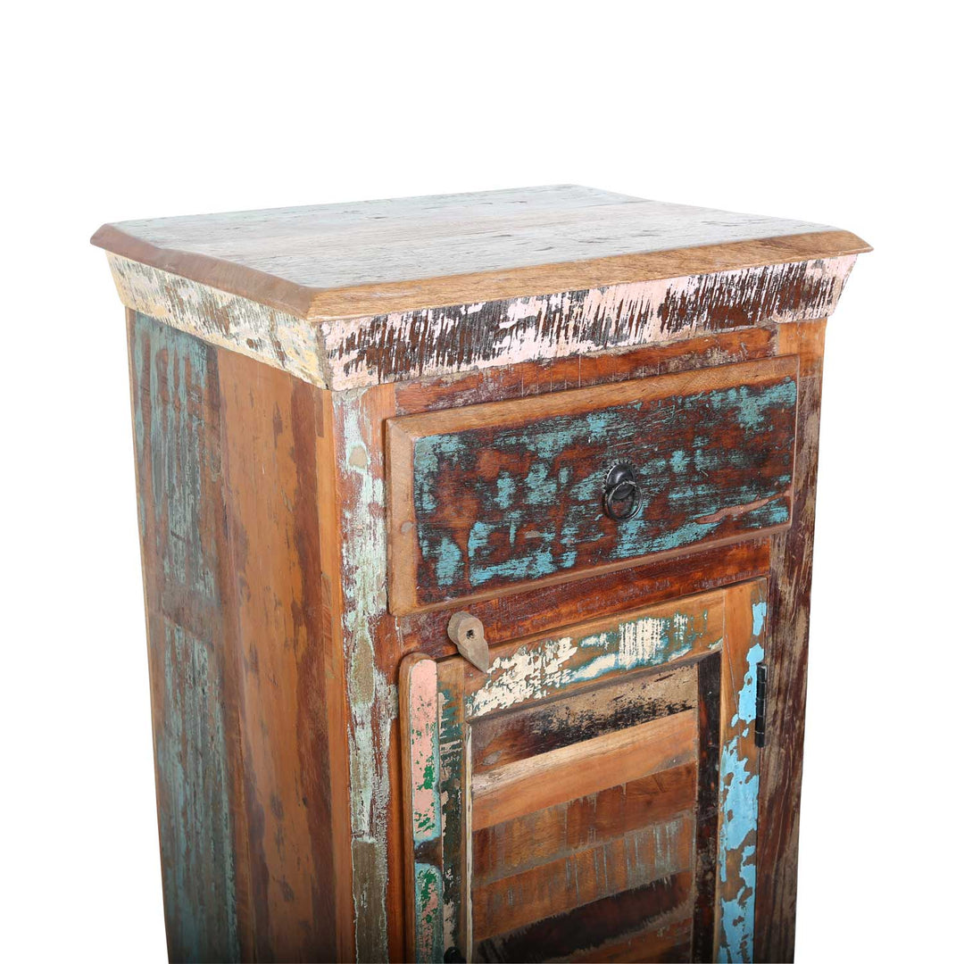 Hoge ladekast van gerecycled hout, Shabby Chic