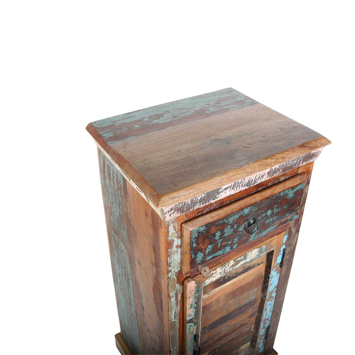 Hoge ladekast van gerecycled hout, Shabby Chic