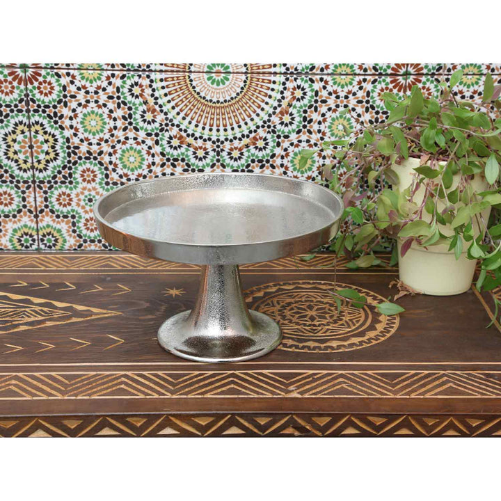 Catania taartplateau zilver met voet