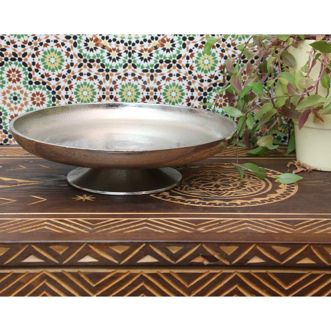 Taartplateau Livorno L zilver met voet