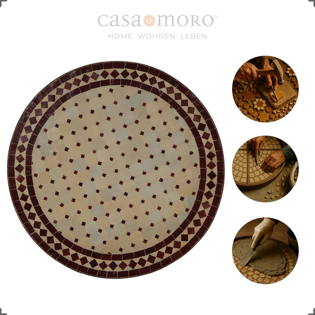 Table de balcon d'un diamètre de 60 cm, hauteur de table 75 cm - stable, méditerranéenne et décorative