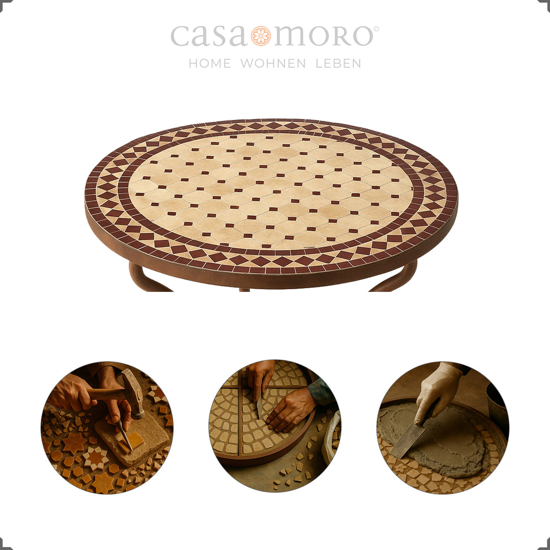 Zellige mozaïektafel met een blad van 32 kg - stabiel, decoratief en weerbestendig