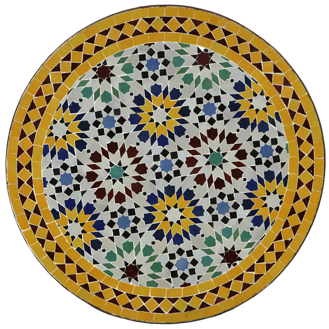 Balkontafel Ø 60 cm met veelkleurig Zellige mozaïek - handgemaakte mozaïektafel uit Marokko voor tuin en terras