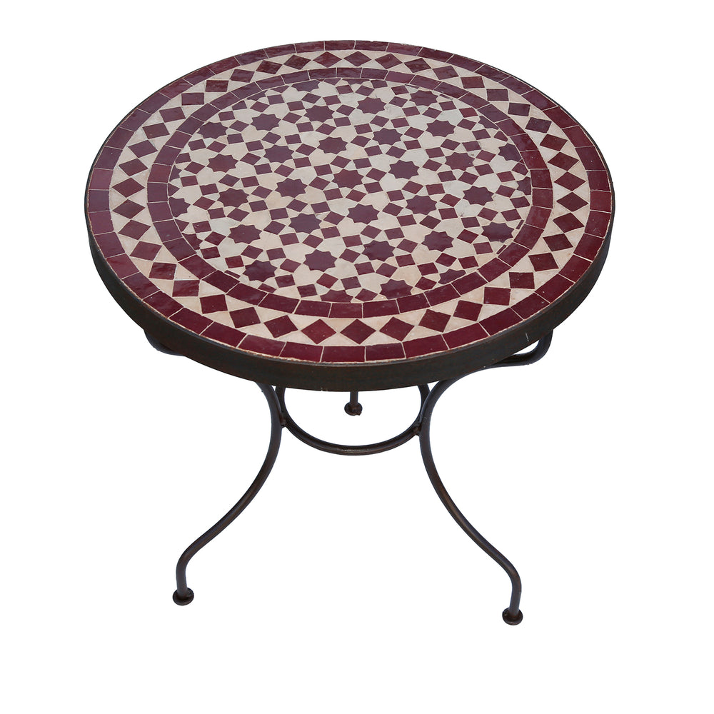 Ronde bijzettafel met een diameter van 45 cm, blank gelakt smeedijzeren frame, 50 cm hoog