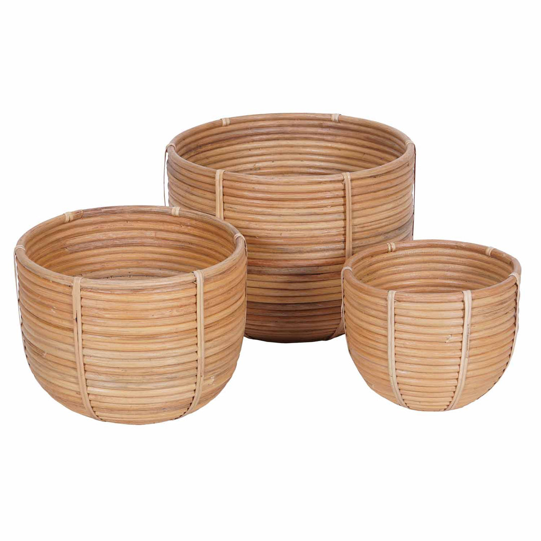 Panier à fleurs en rotin Cinta lot de 3