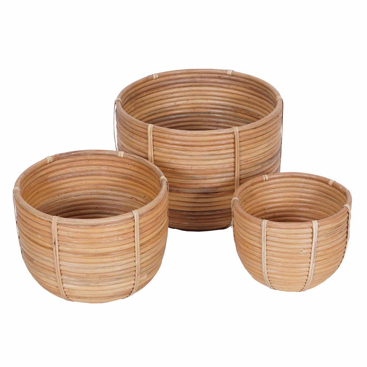 Panier à fleurs en rotin Cinta lot de 3