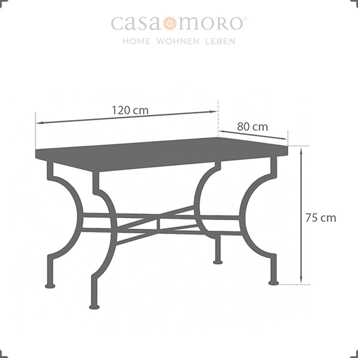 Dimensions : 120 x 80 cm, hauteur 75 cm - table mosaïque pour quatre à six personnes
