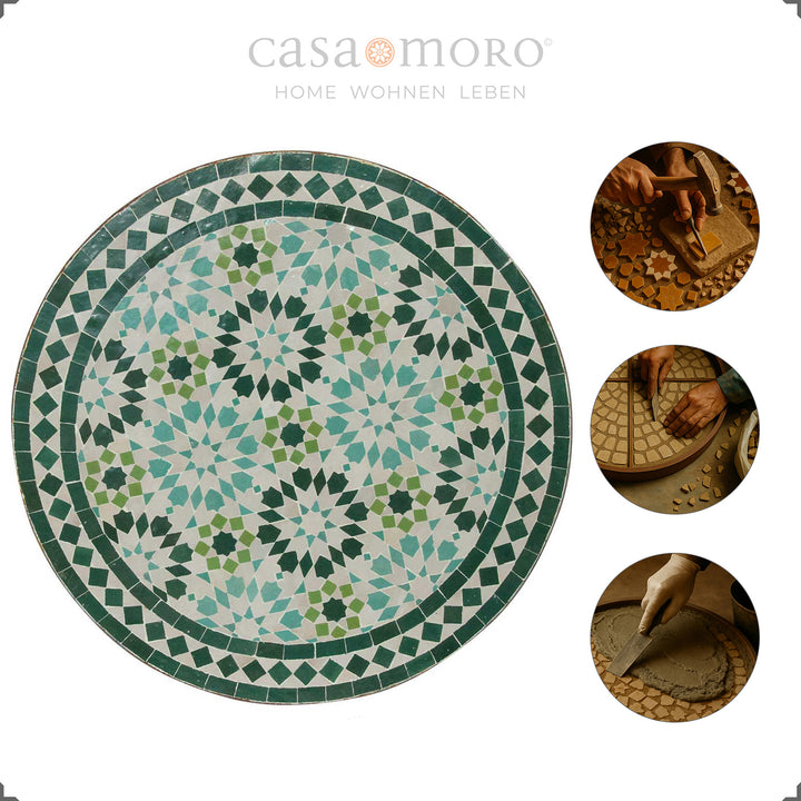 Table de balcon avec structure en fer forgé, vernis transparent scellé - Table de bistrot méditerranéen