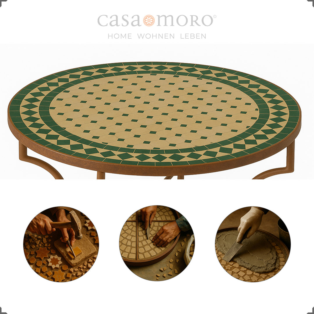 handgelegde zellige tegels in groene terracotta - mediterrane kleurstelling