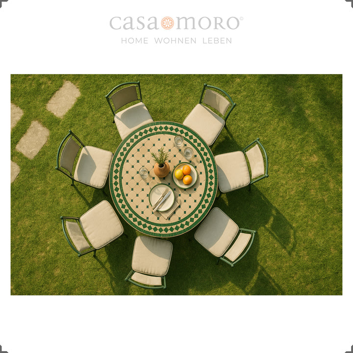 Eettafel met groen mozaïekpatroon voor tuin, terras en eetkamer