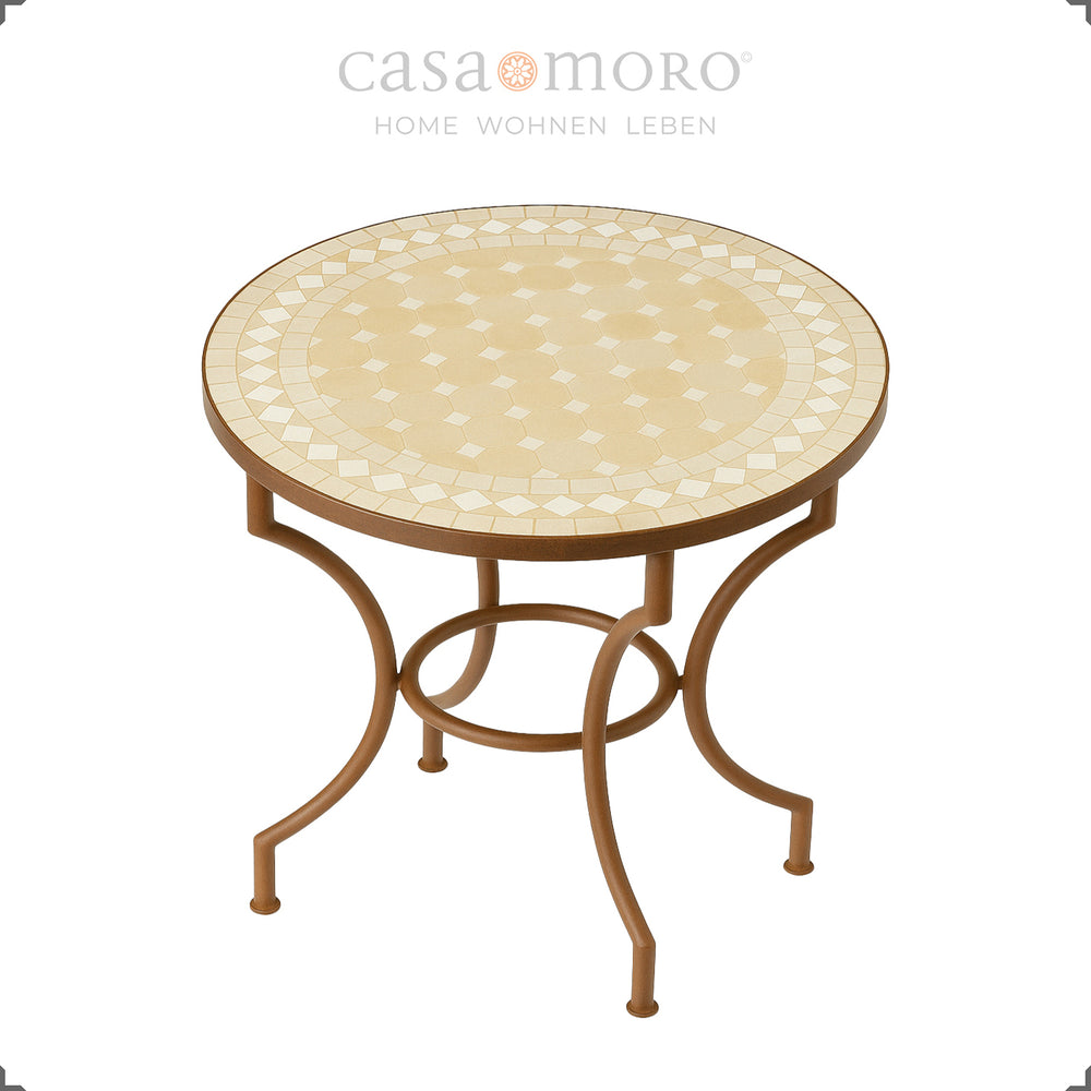 Table en mosaïque faite main d'un diamètre de 80 cm - idéale pour la cuisine, le balcon ou le salon
