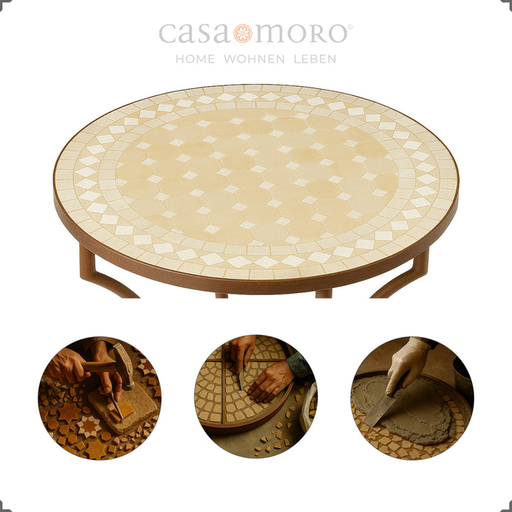 Zellige-Mosaik in Weiß und Terracotta – jedes Detail von Hand gesetzt und glasiert