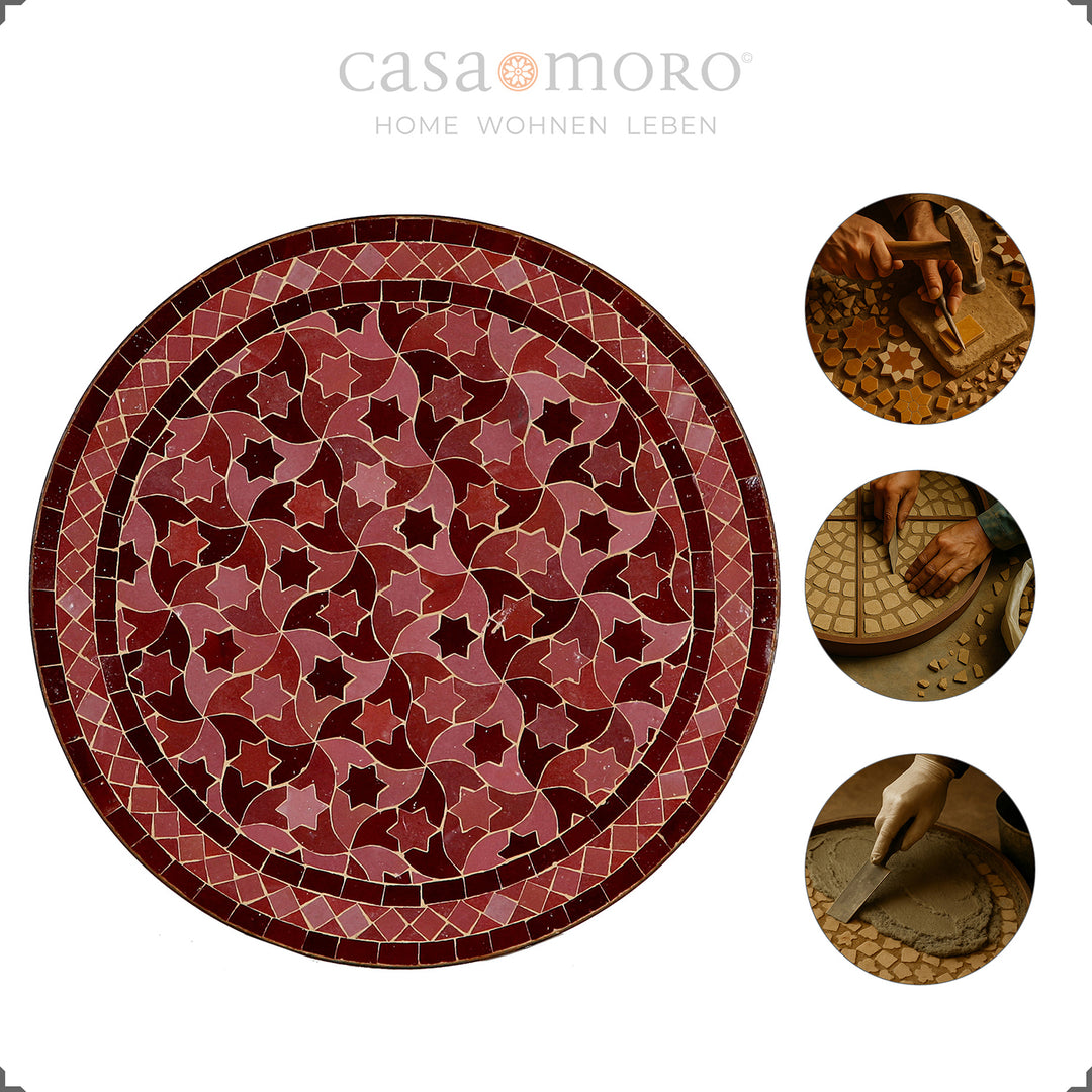 Marokkaanse eettafel met rond Zellige blad - compact en veelzijdig