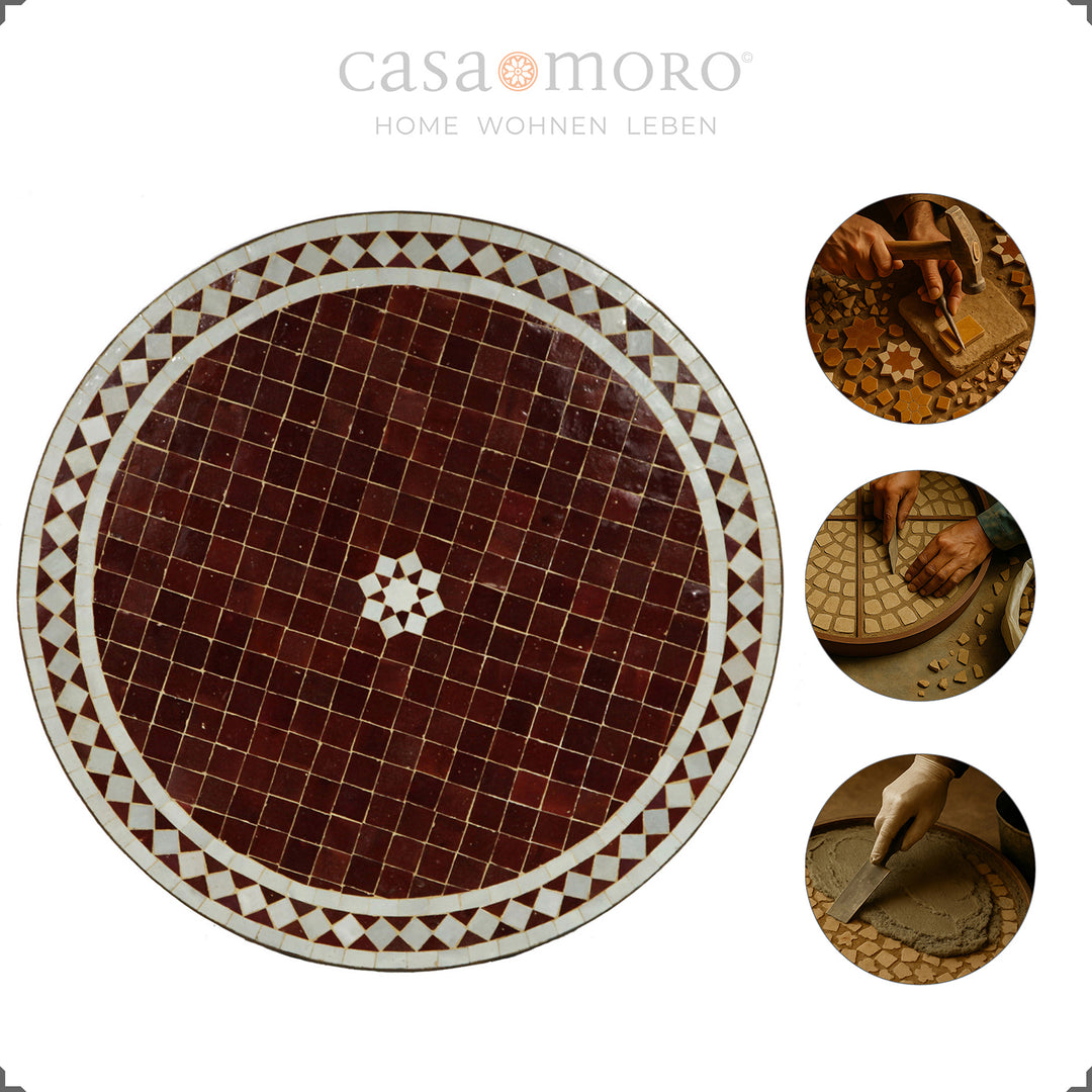 Ronde mozaïektafel Ø 60 cm voor in de tuin met stoelen, Marokkaanse flair voor buiten