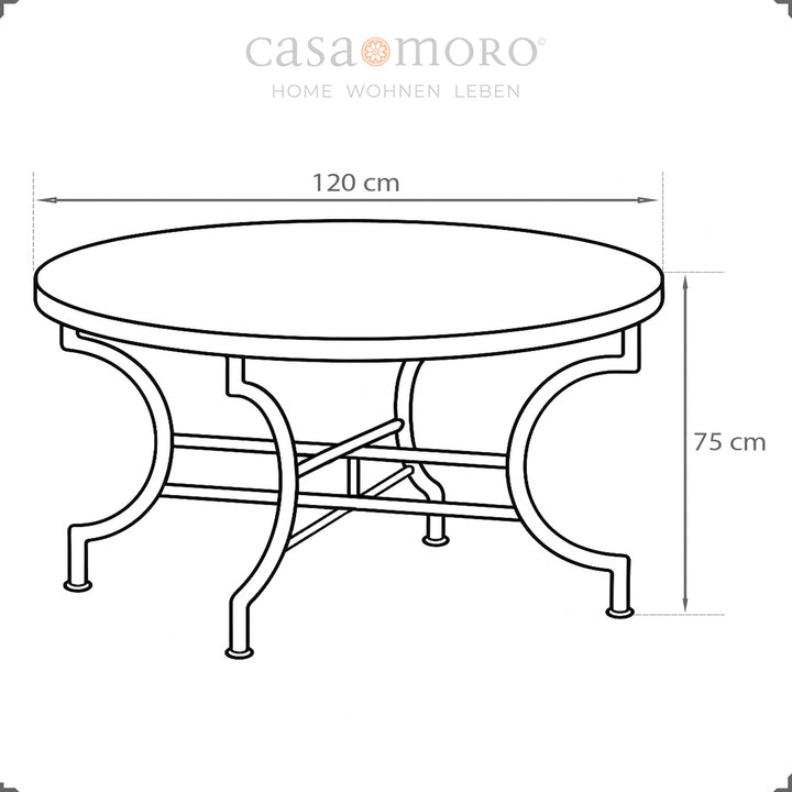 Mozaïektafel 120 cm diameter, hoogte 75 cm - royale ronde tuintafel