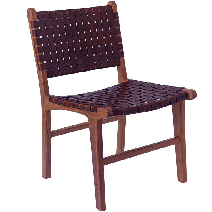 Chaise de salle à manger en cuir marron