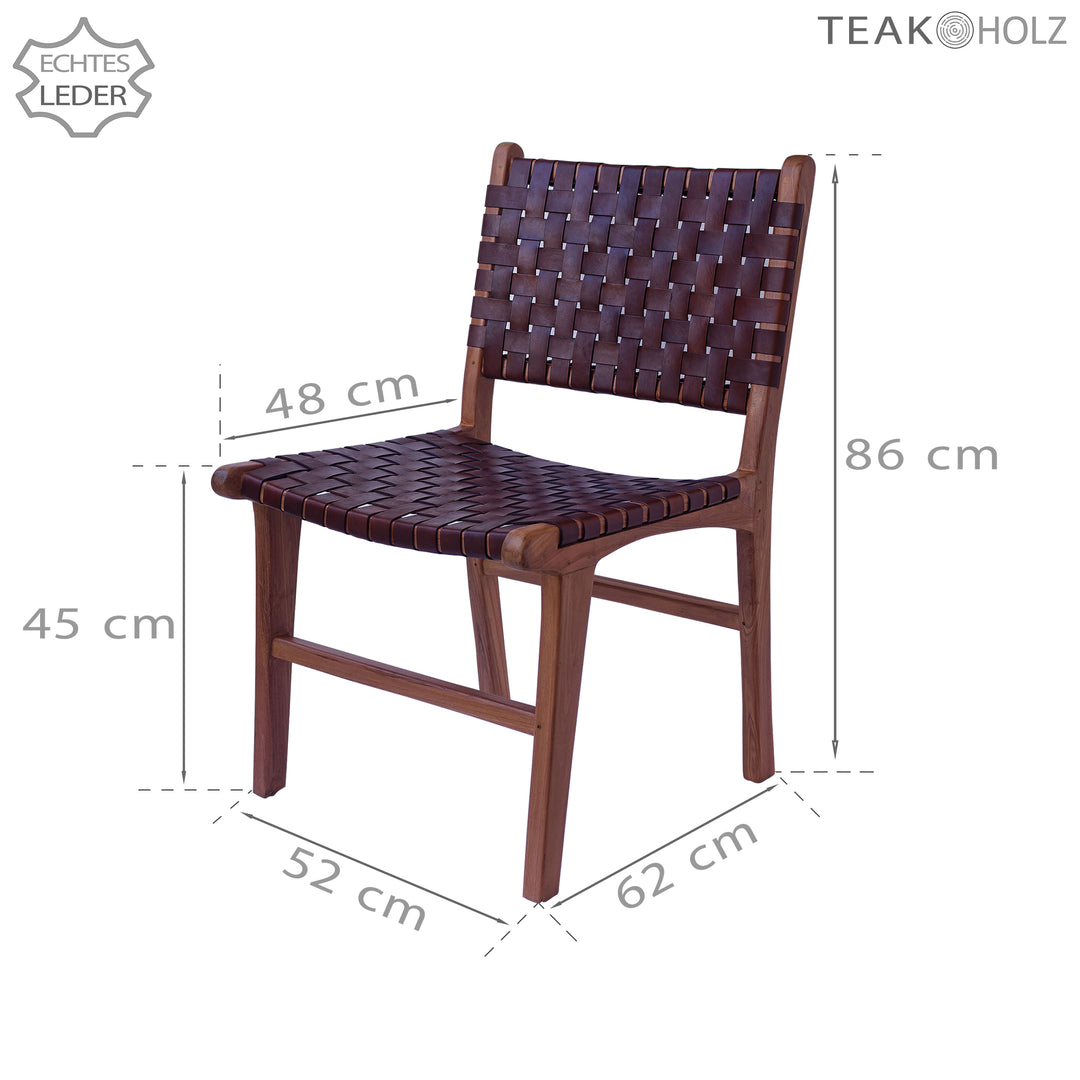 Chaise de salle à manger en cuir marron
