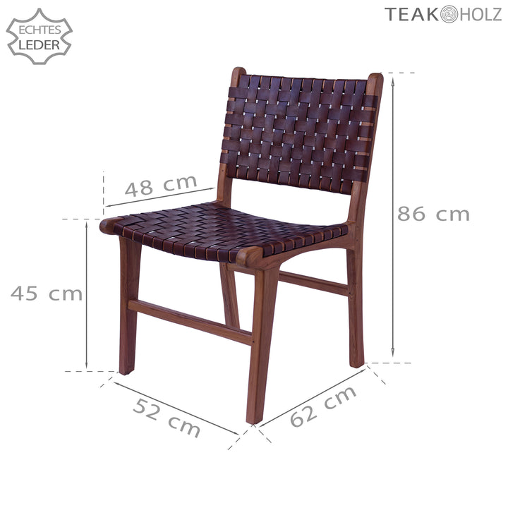 Chaise de salle à manger en cuir marron