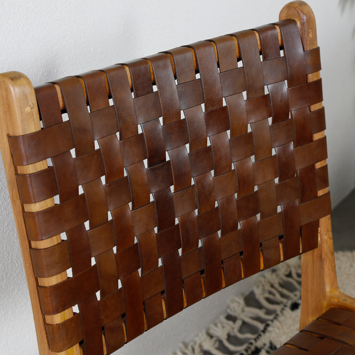 Chaise de salle à manger en cuir marron