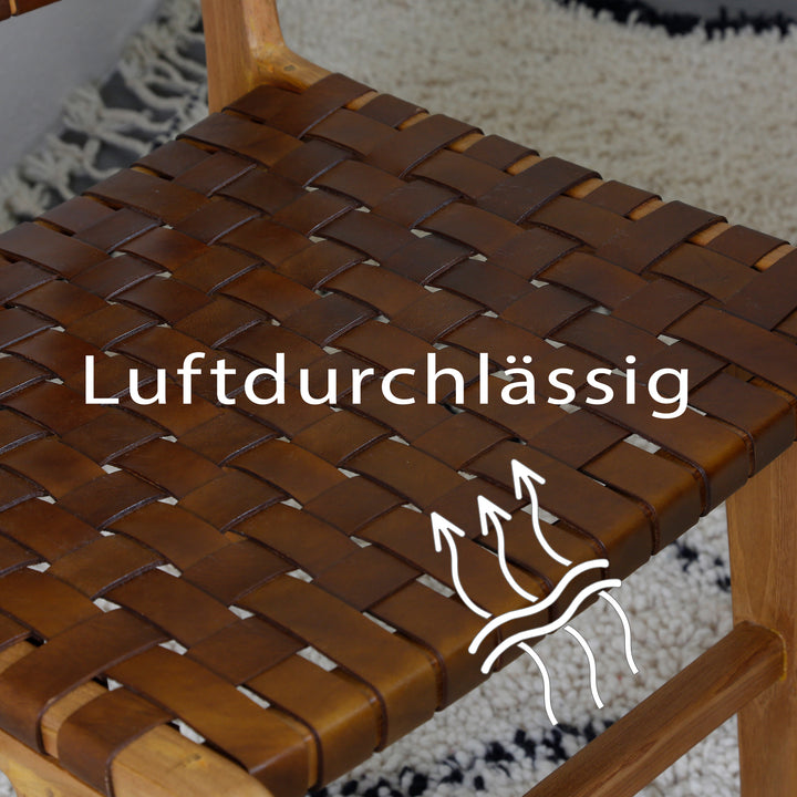 Chaise de salle à manger en cuir marron