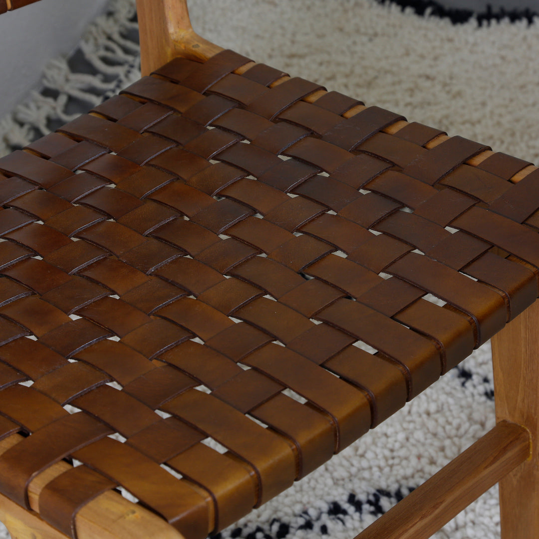 Chaise de salle à manger en cuir marron