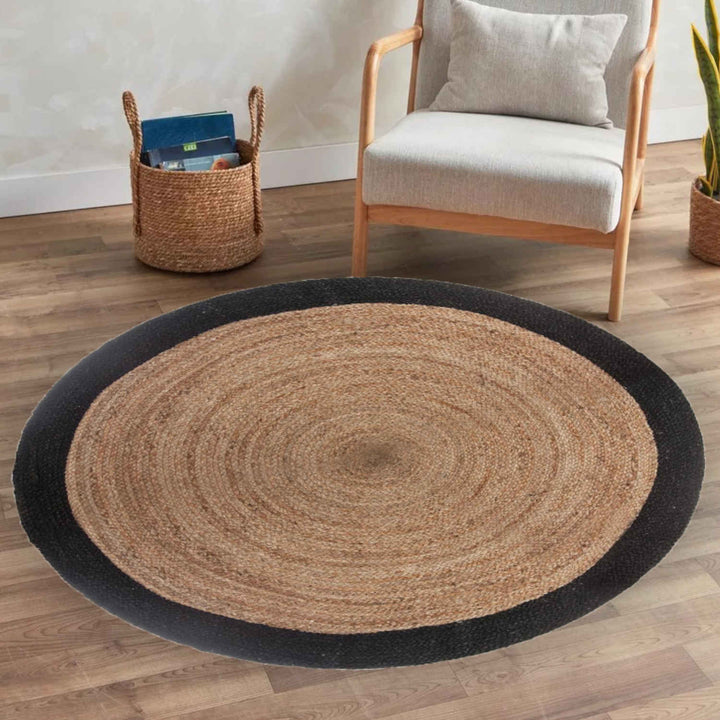 Jute tapijt Tamani zwart naturel