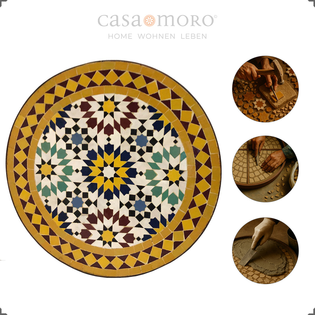 Tafelhoogte 50 cm, diameter 45 cm, los mozaïekpaneel, gewicht 11 kg